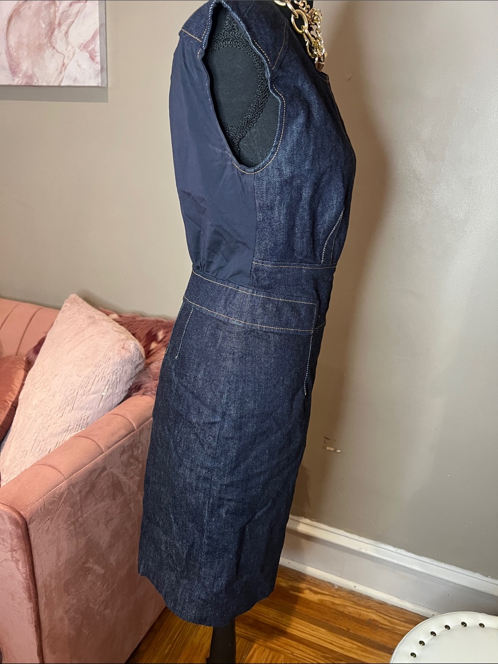 Derek Lam Dark Indigo Denim Sheath Dress - Picture 4 of 5